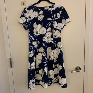 NWT Eliza J navy yellow white Floral Work Dress